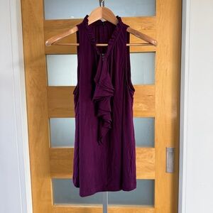 Theory Rich Purple Ruffle Top